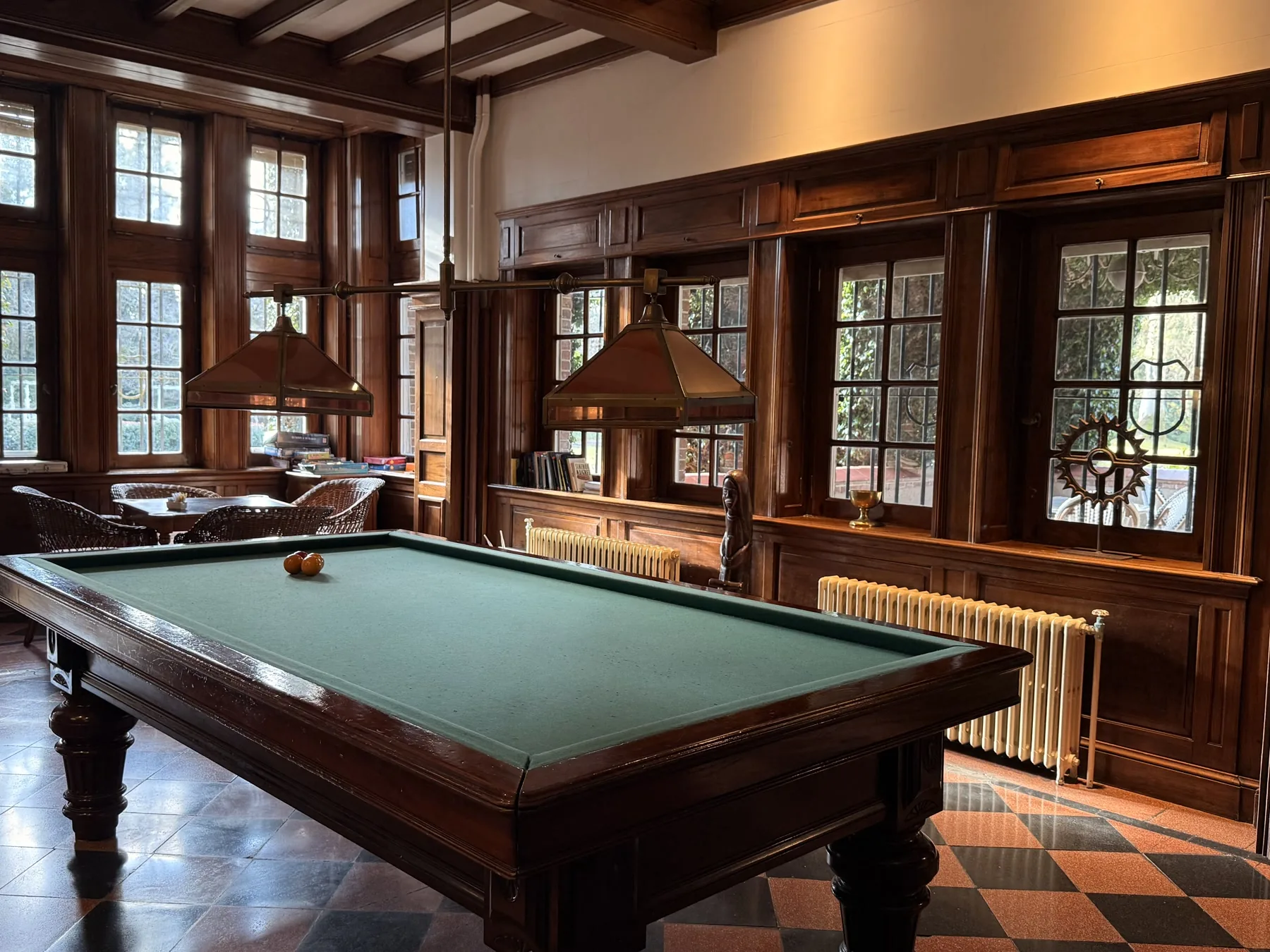 The historic billiards room at Estancia Villa María